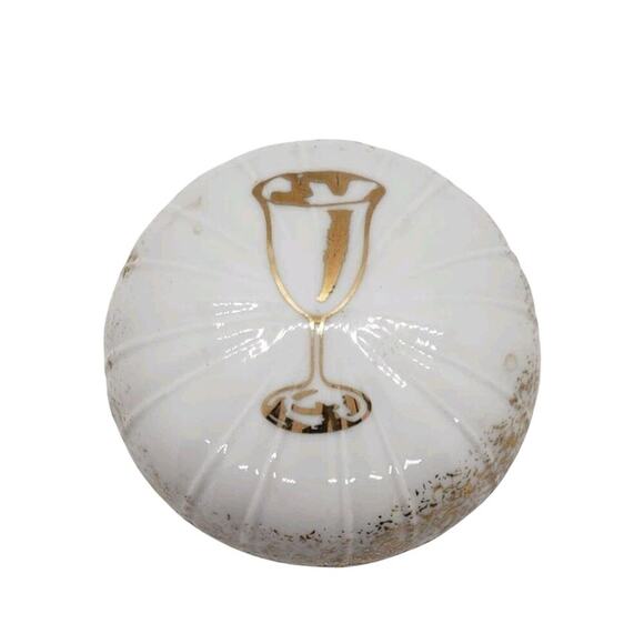 Vintage Trinket Ring Gift Box Bone China Champagne Wine Glass Top Audre' Calif - Picture 1 of 14